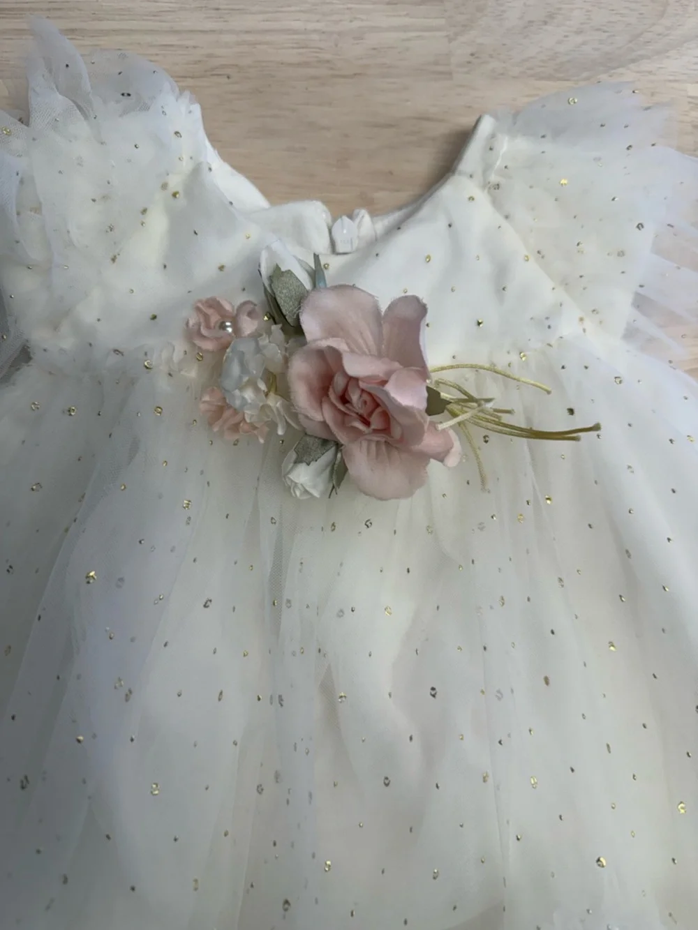 Monnalissa tulle flower dress with gold